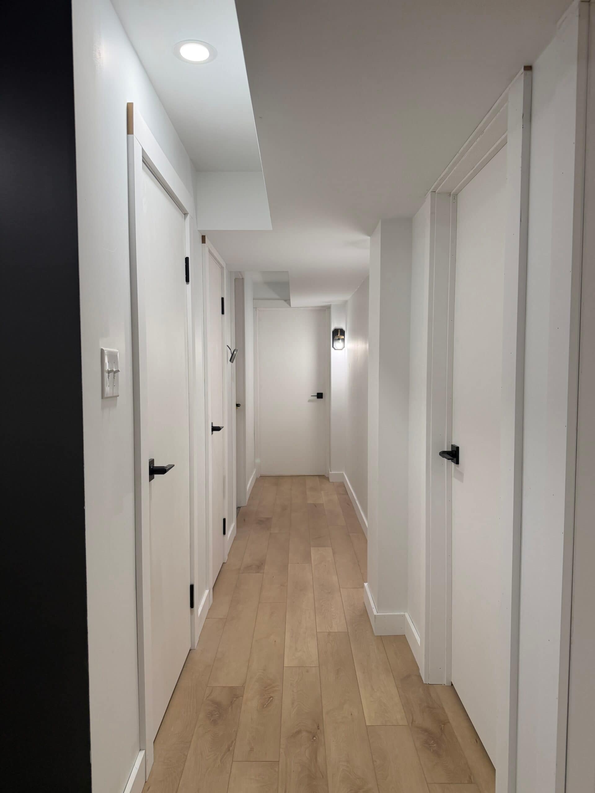 Eight Custom-Fitted Doors and Trim in a Hamilton Basement