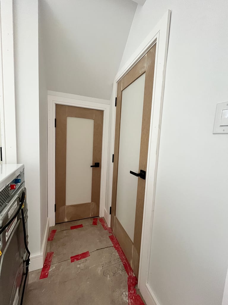 Custom door opening prepared for precise interior door installation