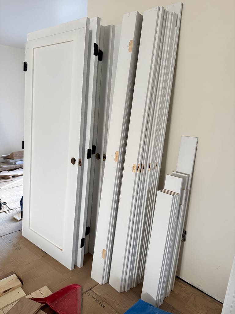Doors and jambs are mortised by a finish carpenter in Toronto house