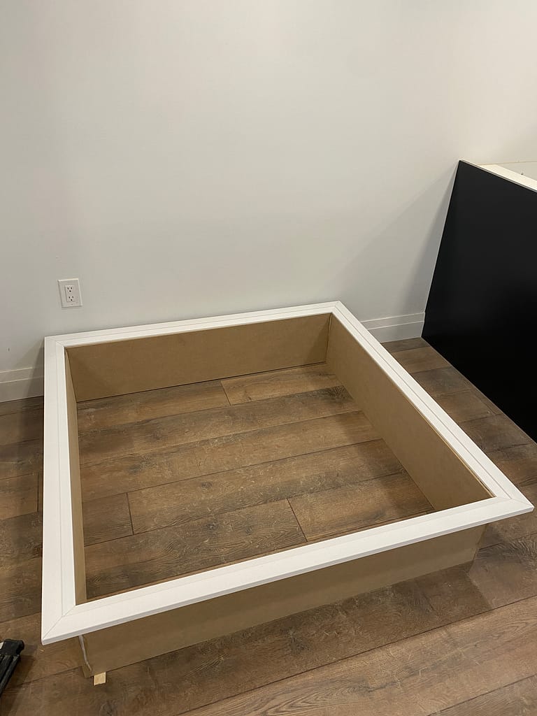 Custom window jamb extension assembled on the floor before installation