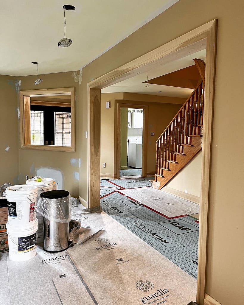 Trim Package and Custom Accent Wall for a Main Floor Renovation in Mississauga carpentry