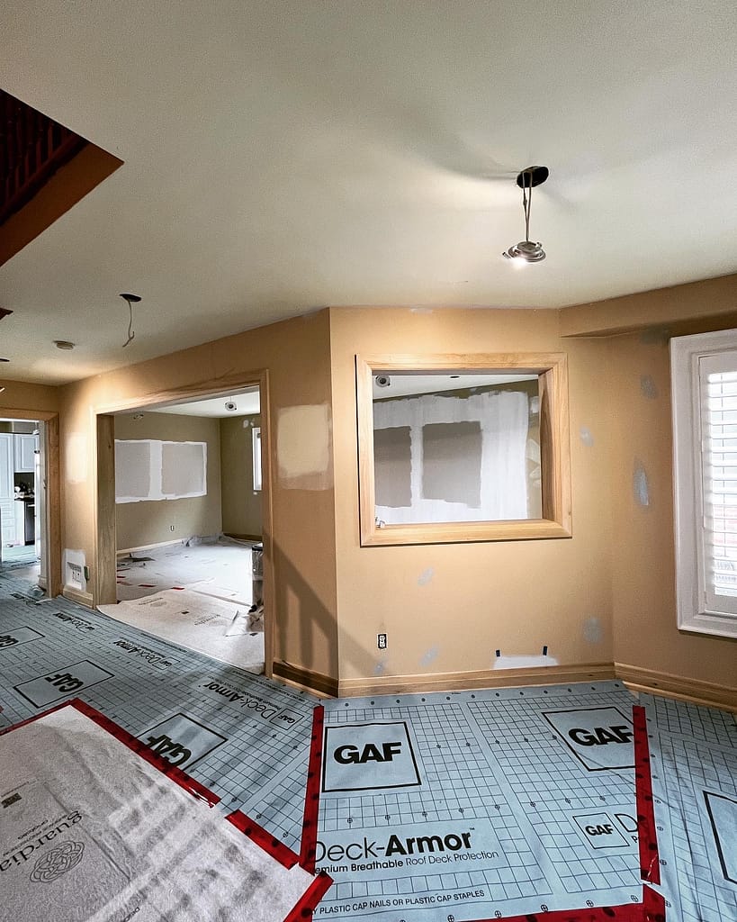 Trim Package and Custom Accent Wall for a Main Floor Renovation in Mississauga carpentry