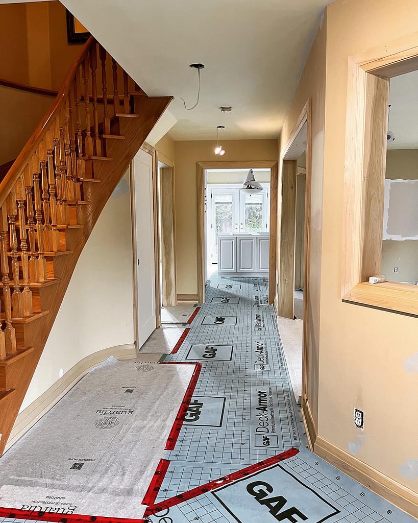 Trim Package and Custom Accent Wall for a Main Floor Renovation in Mississauga carpentry