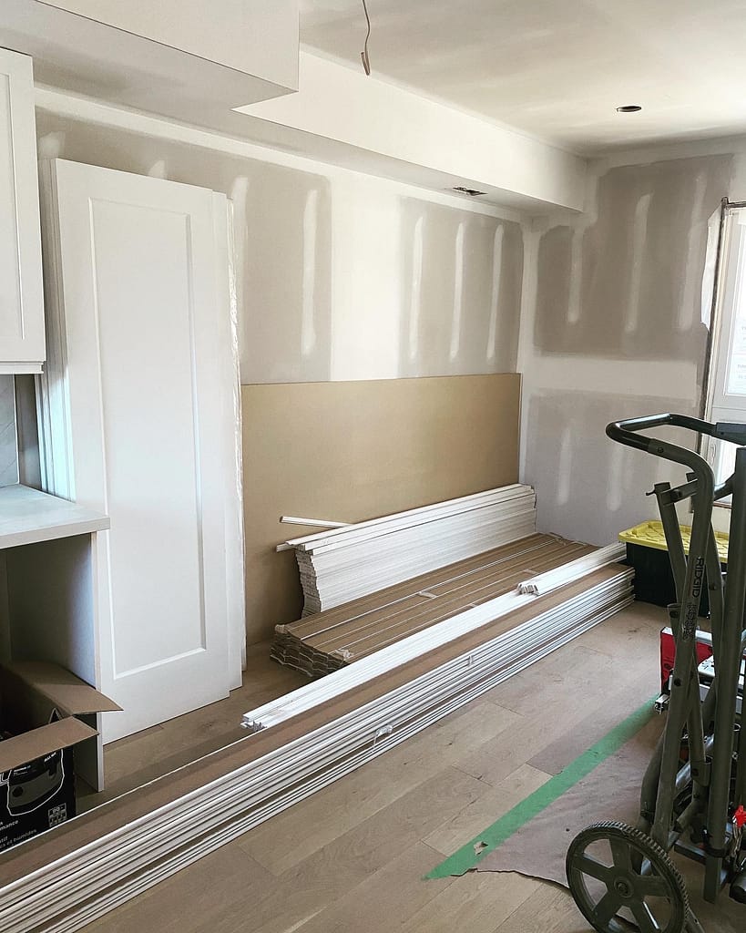 Doors and trims are ready for prep and installation in Toronto house.