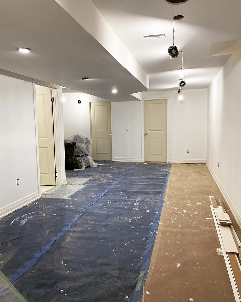 Three interior doors, casing and baseboards completed in a Vaughan basement