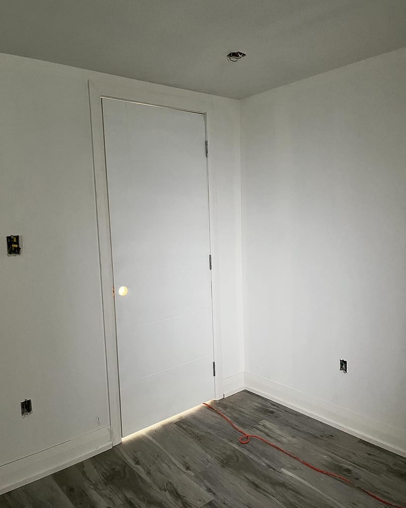 Basement flooring, doors and trim work in progress in a Vaughan home