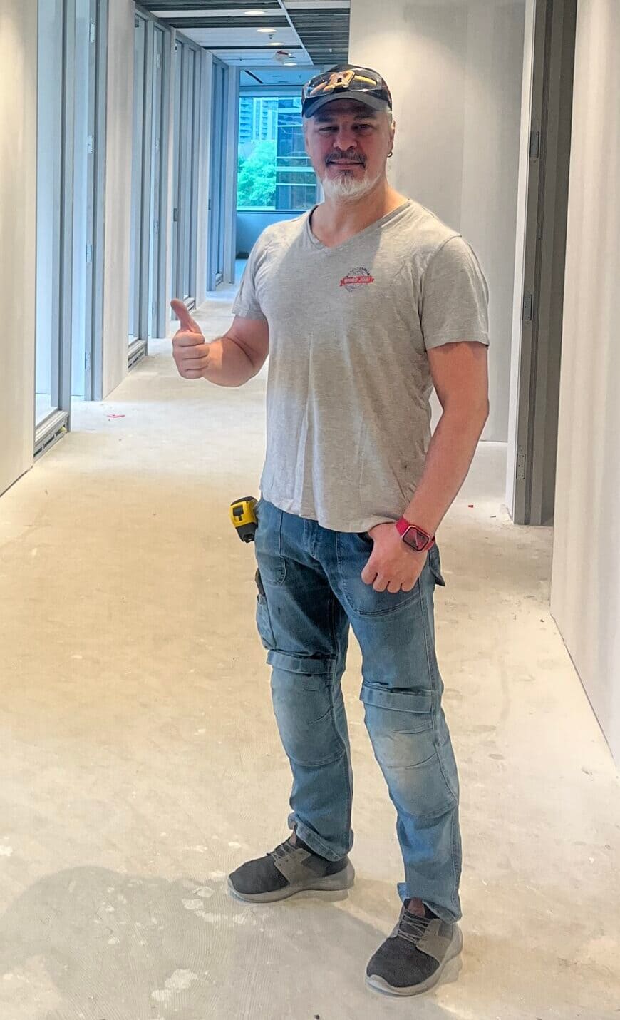 Finish carpenter Jack Cenk Ozer at a site visit before the project start