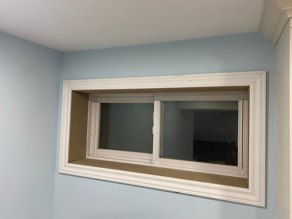 window extension and trim installed by a finish carpenter at Wood Job Finish Carpentry in a Caledon basement