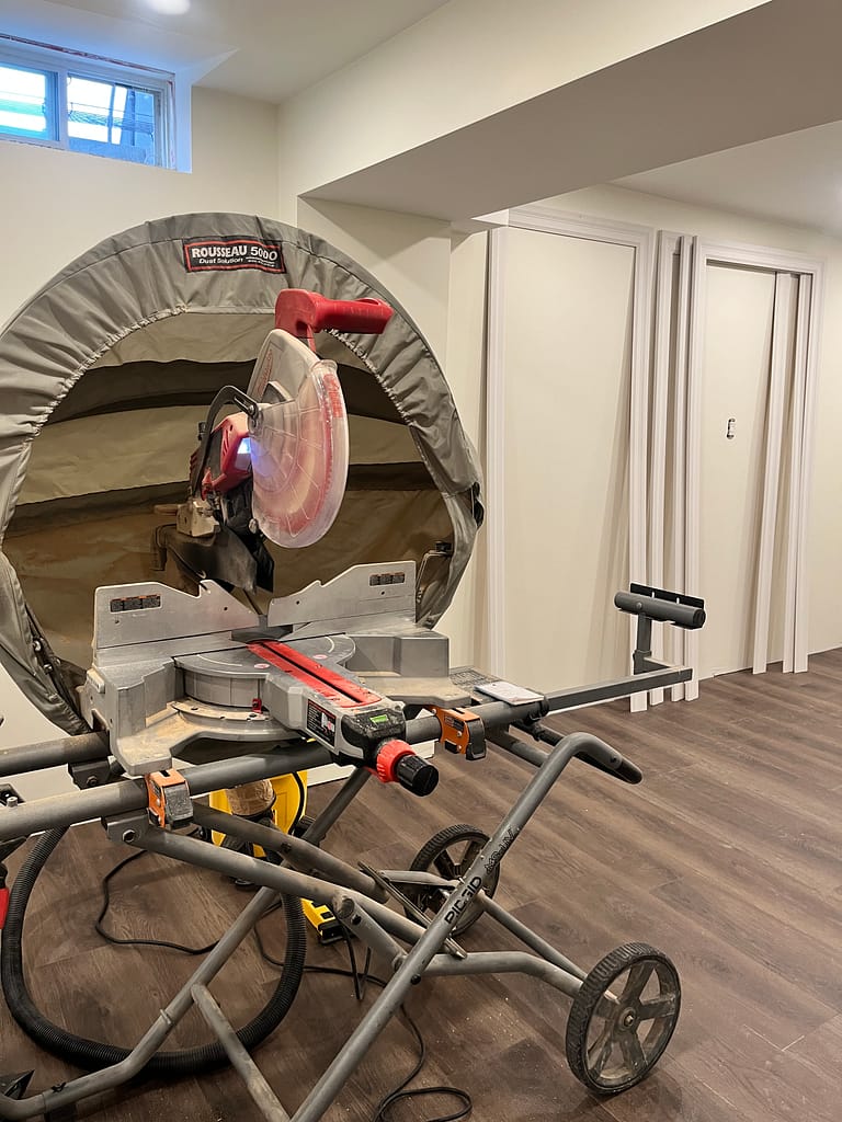a finish carpenter setup for trim work in Oakville