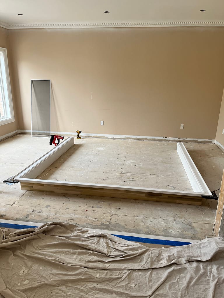 Archway trim preparation by Wood Job Finish Carpentry in a Vaughan home