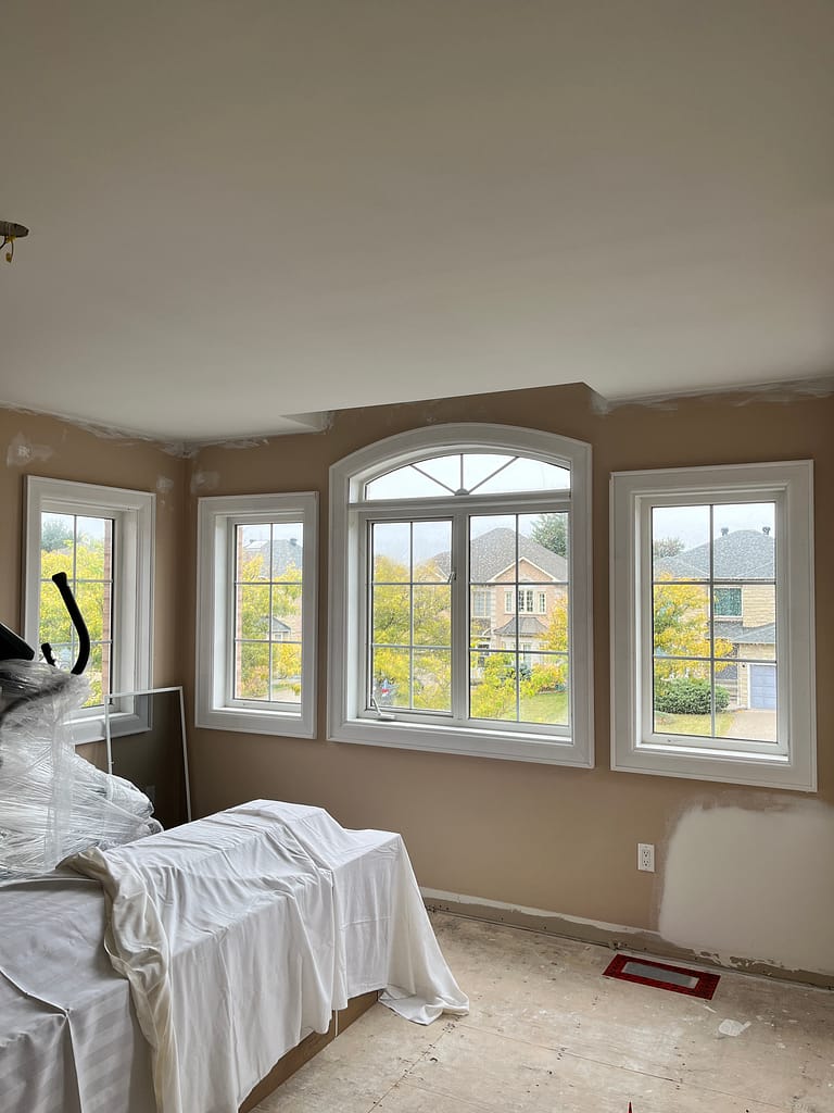 Window and flexible trim installed by Wood Job Finish Carpentry in a Vaughan home