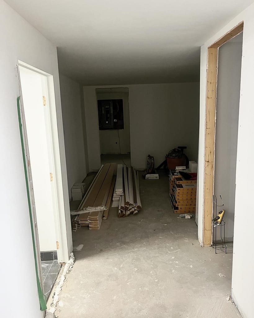 Vaughan basement before vinyl flooring, doors and trim installation