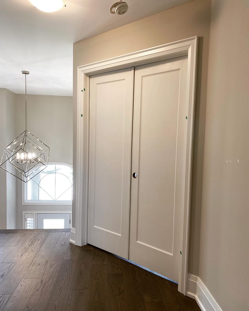 Old doors are replaced with new ones by a finish carpenter in Vaughan home.