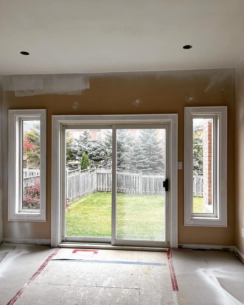 Window and patio door casing installed by Wood Job Finish Carpentry in a Vaughan home