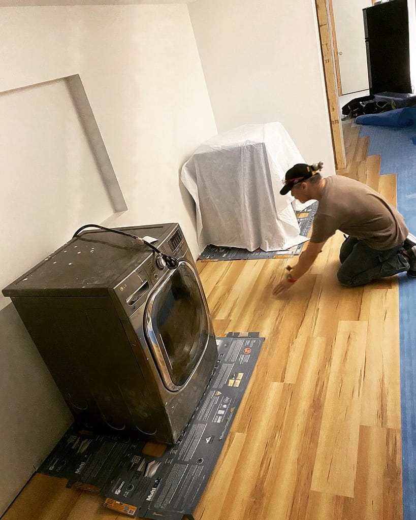 vinyl flooring installation process by a finish carpenter in Bradford