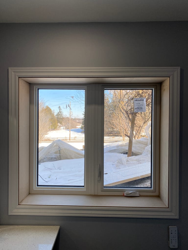 window extension and trim installed by a finish carpenter at Wood Job Finish Carpentry in a Caledon home basement