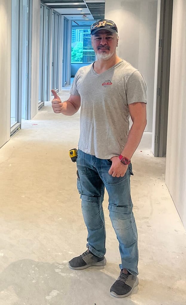 the finish carpenter at the job site in Mississauga