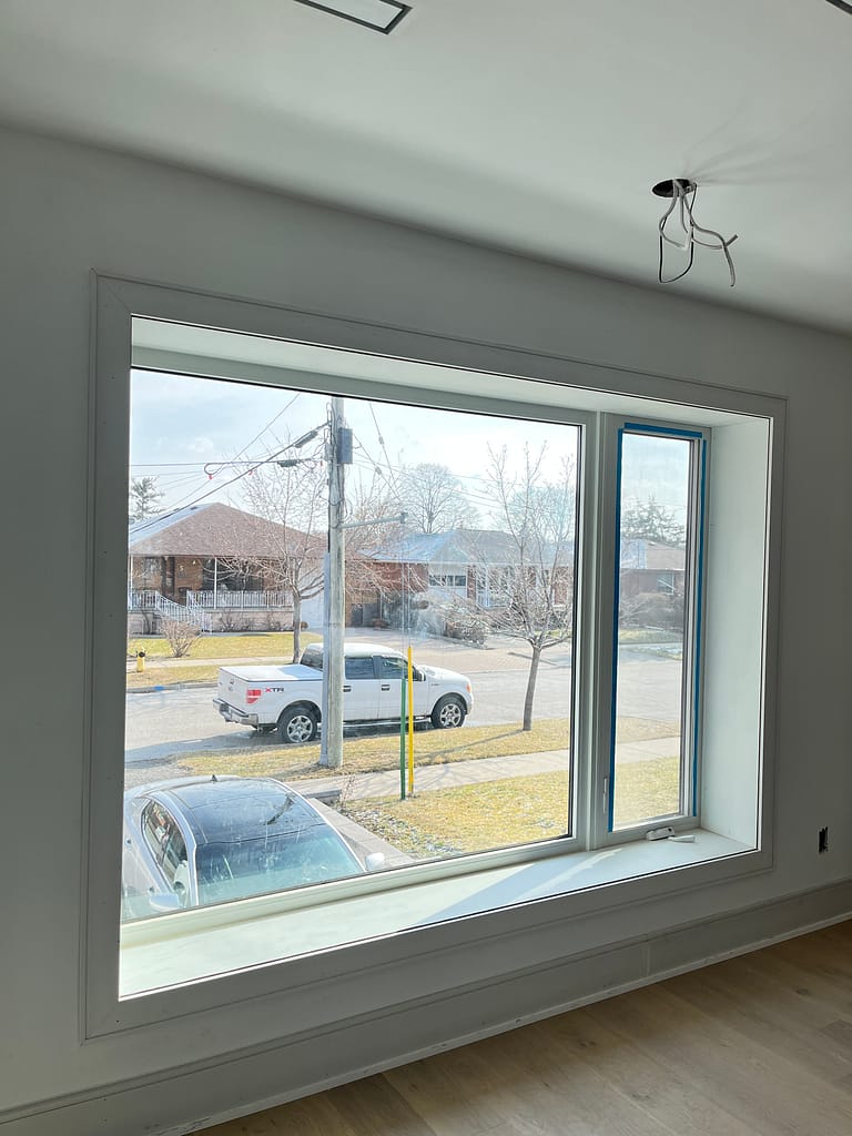 window extension and casings installed by a finish carpenter at Wood Job Finish Carpentry in a Toronto bungalow renovation