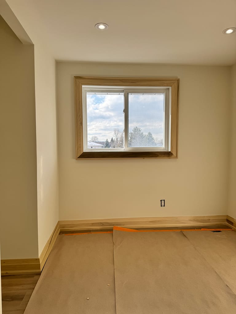 a window casing and trim installed by a finish carpenter at Wood Job Finish Carpentry in a Milton home